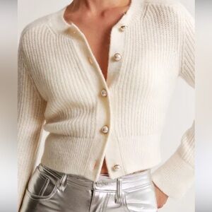 Abercrombie & Fitch Cream Button-Up Cardigan